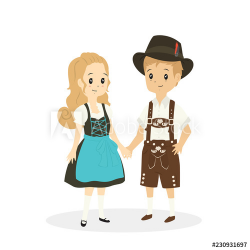 cute couple wearing German traditional dress. Germany ...