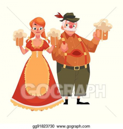 Vector Stock - Man and woman in traditional german, bavarian ...