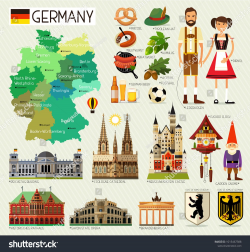 Map of Germany and Travel Icons.Germany Travel Map. Vector ...