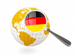 Magnified flag with globe. Illustration of flag of Germany