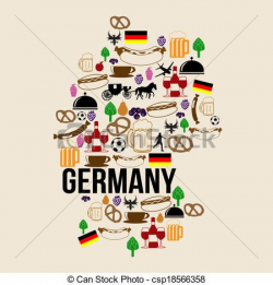 germany clip art | Vector - Germany landmark map silhouette ...