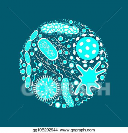 EPS Vector - Germs and bacteria icons set isolated on blue ...