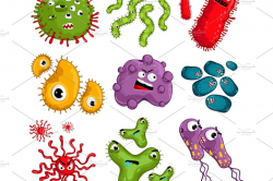 Cartoon bacteria characters