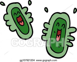 Vector Clipart - Cartoon doodle happy germs. Vector ...