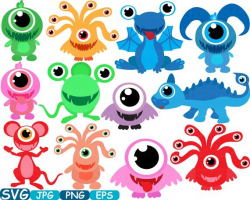 Cute Little Monster Elien Cutting file SVG Birthday Party GERMS Decorations  cut clipart clip art printable silhouette cricut cuttable -299S