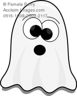 Clip Art Image of a Cute Cartoon Ghost for Halloween
