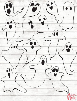 Halloween Ghost Clipart - Hand Drawn Halloween Clip art ...
