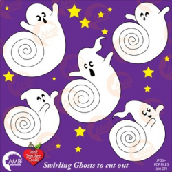 Halloween Clipart, Ghosts Clipart, Swirling Ghost Printable, AMB-2259