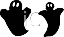 Cartoon Silhouette of Two Ghosts - Royalty Free Clipart Picture