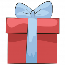 Red gift box with blue ribbon clipart. Free download ...
