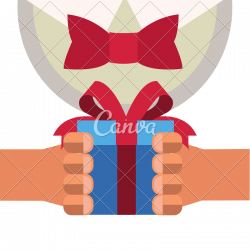 Man Holding Gift Box with Bow Icon - Icons by Canva