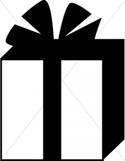 Simple Black and White Gift Box | Church Birthday Clipart