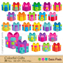 Gift clipart- Digital Clip Art - Colorful gifts - Personal and commercial  use