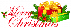 Transparent Merry Christmas with Presents PNG Clipart ...