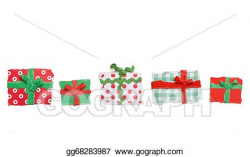 Stock Illustration - Row of gifts with ribbons, paper tear ...