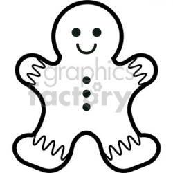 black and white gingerbread man cookie clipart . Royalty-free clipart #  407262