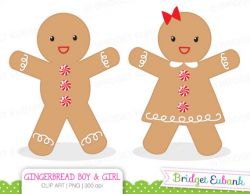Gingerbread Boy Clipart, Christmas Clipart, Gingerbread Boy and Girl  clipart, PNG Images, Instant Download