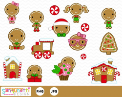 Christmas Gingerbread Clipart, cookie clip art instant download