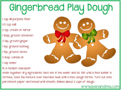 Gingerbread Play Dough Recipe {free printable} | Gingerbread ...
