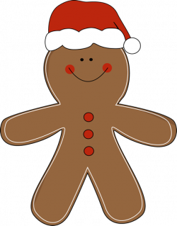 Gingerbread Man Wearing a Santa Hat clip art | Gingerbread ...