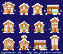 Gingerbread House Clipart, Gingerbread House Clip Art, Winter Village or  Town Clipart Clip Art - Commercial and Personal Use