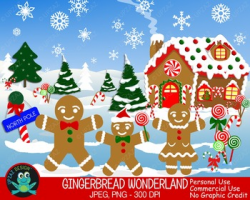 Gingerbread Winter Wonderland {Upzaz Digital Clipart}