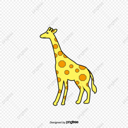 Hand Painted Yellow Cartoon Giraffe, Cartoon Animal Yellow ...