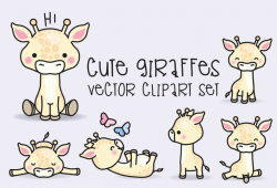 Premium Vector Clipart - Kawaii Giraffes - Cute Giraffes Clipart Set - High  Quality Vectors - Instant Download - Kawaii Clipart