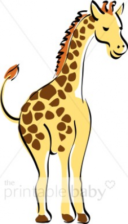 Smiling Tall Giraffe Clipart | Jungle Baby Clipart