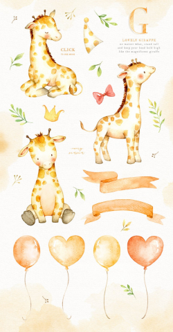 Lovely Giraffe Watercolor Clip Art, Giraffe Clipart, Watercolor Flower,  Woodland Animals, Kids Clipart, Nursery Decor, Kids Art, Nursery Art