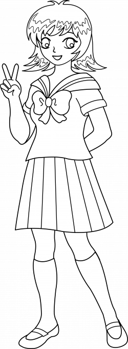 Girl School uniform Line art Clip art - White Anime Cliparts 3874 ...