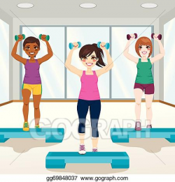EPS Vector - Girls at gym. Stock Clipart Illustration ...