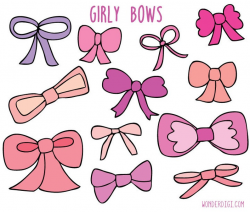 Hand drawn clip art - Bows Clip Art - Girly Clipart - Bows Clipart