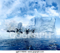 Stock Illustration - Penguins on ice floe. Clipart ...