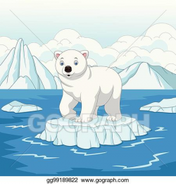 Vector Art - Cartoon polar bear isolated on ice floe ...