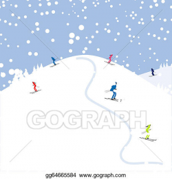 Vector Stock - People skiing, winter mountain landscape for ...