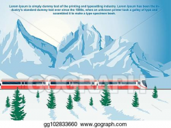 EPS Illustration - Sightseeing train running in mountains ...