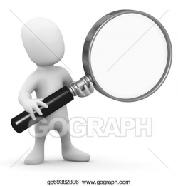 Drawing - 3d little man with a magnifying glass. Clipart ...