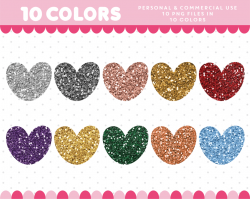 Bubble heart clipart in gold and silver glitter, Glitter clipart, CL ...