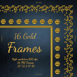 Gold frames Glitter Clipart Digital Gold frames Golden Sparkle Borders  Golden frames Png scrapbook frames Gold confetti frames Gold overlays