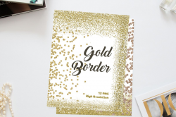 Gold Glitter Border Clip Art - Golden Confetti- 12 PNG Digital for  Scrapbooking