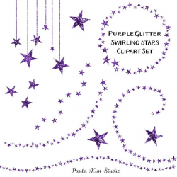 Sparkling Purple Glitter Star Clipart, Swirling Stars Clip Art, Instant  Download, Commercial Use Glitter Clipart