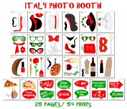 Printable Italy Photo Booth Props/ Italian Party Photo Props ...