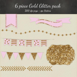 Gold Glitter Clipart Vector 8 Piece Pack - 6 Designs PNG Files & EPS  Vectors - Smashbook Project Life Printable desgn elements