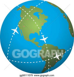 Vector Stock - Flight paths over earth globe. Clipart ...