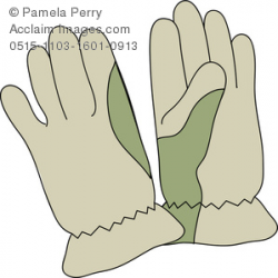 Clip Art Illustration of a Pair of Men's Gardening Gloves
