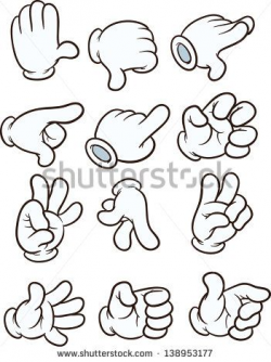 Cartoon gloved hands. Vector clip art illustration. Each on ...