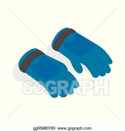 Vector Clipart - Blue winter ski gloves icon, isometric 3d ...