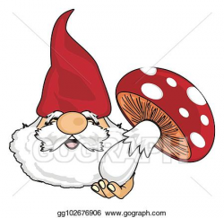 Clip Art - Head of gnome with mushroom. Stock Illustration ...