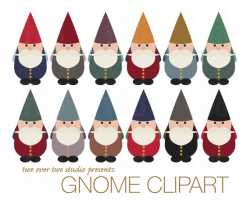 Gnome Clipart, Printable Garden Gnome, Elf Instant Download in Fall Colors